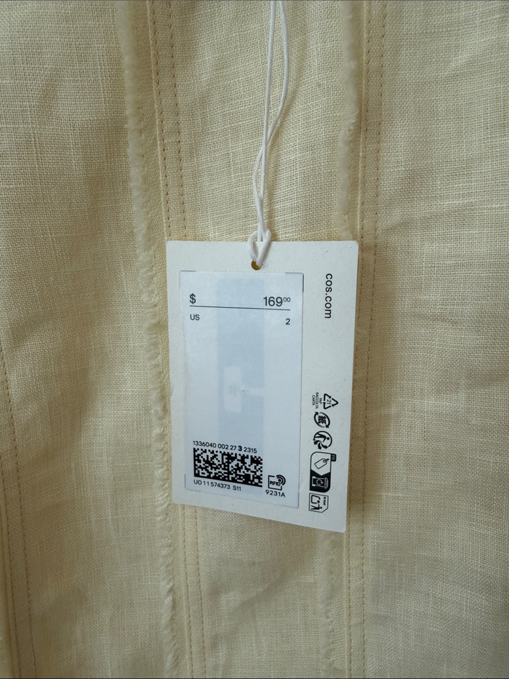 COS Butter Yellow Sleeveless Linen-Blend Panel Dress - Picture 2 of 3